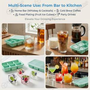 Molde de Hielo Cuadrado Grande de Silicona de Grado Alimenticio de Derretimiento Lento con Tapa Apilable para Whisky, Cócteles y Bar en Casa - Product Image 3