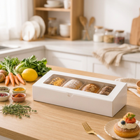 Boîte à pâtisserie jetable en carton ivoire de qualité alimentaire personnalisée avec fenêtre