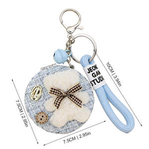 Miroir à poils brodé <span class=keywords><strong>papillon</strong></span>, pendentif de <span class=keywords><strong>sac</strong></span>, miroir de maquillage, porte-clés, miroir pliable portable double face 2x personnalisable - Product Image 4