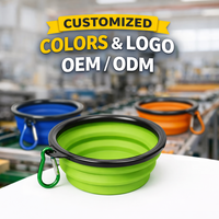 Tazón de Silicona para Perro, Diseño Plano para Almacenamiento, para Viajes, Alimentación, Color Personalizado, Logotipo, Fábrica OEM