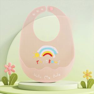 Venta al por mayor de Baberos de silicona para bebés personalizables cómodo suave fácilmente ajustable Cierre de botón impermeable sin BPA patrones de impresión - Product Image 2