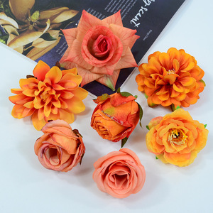 Fleurs artificielles en soie Dongchen Arts Crafts, pivoine orange, fleur de base de 10 cm, accessoires de décoration pour mariage et maison - Product Image 1