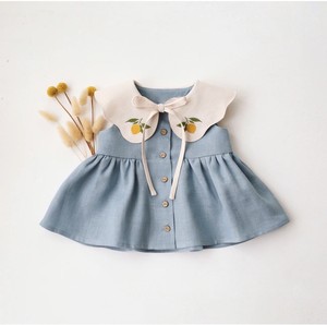 Completo Estivo <span class=keywords><strong>per</strong></span> <span class=keywords><strong>Neonati</strong></span> in Cotone e Lino, Top Senza Maniche Ricamato e Pantaloncini, Set 2 Pezzi alla Moda - Product Image 4