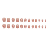 Faux ongles courts carrés à motif de feux d'artifice en ABS rose, 24 pièces, vente en gros, amovibles, à presser, pré-conçus