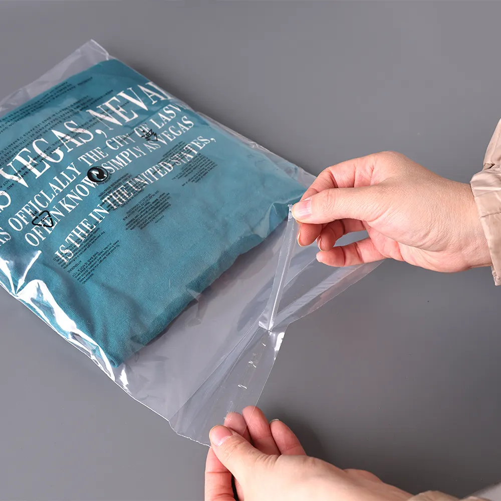 Bolsa de plástico con sellado autoadhesivo Opp transparente de alta calidad, bolsas de embalaje para ropa, logotipo personalizado