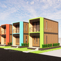 Maison préfabriquée de type duplex avec 1 chambre et 1 salle de bain, maison modulaire en rangée avec balcon, maisons modulaires Horizon Townhomes pour la location