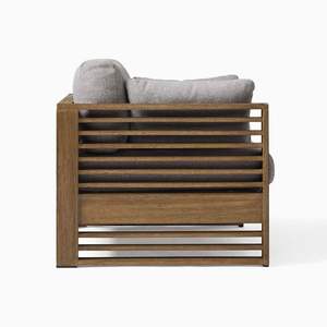 Ensemble de meubles de jardin en bois facile à nettoyer avec chaise longue, parasol et table d'appoint - Product Image 3