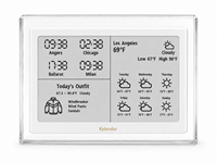 Kylendar – Afficheur de bureau intelligent WiFi en acrylique de 7,5 pouces avec calendrier électronique, affichage des heures des quatre villes, prévisions météo et conseils vestimentaires quotidiens