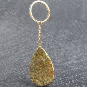 HZ Best Sell Wholesale Crystal Agate Original Stone love Water Drop Unakite Key Chains Pendant Chain