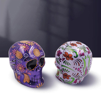Boîte à bonbons en étain émaillé carrée pliable avec un design de citrouille d'Halloween personnalisé
