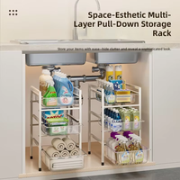 Organiseurs sous évier MIXWARES, étagère coulissante multi-niveaux pour rangement au sol, pour cuisine et maison