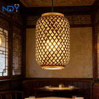 Lámpara Colgante de Bambú Tejida a Mano, Estilo Oriental, para Restaurante, Salón de Té, Decoración de Villa