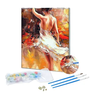 Vente en gros de toile danseuse élégante peinture à l'huile numéros dos d'une femme kit de peinture par numéros peintures murales