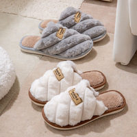 Chaussons pour femmes et hommes, nouveaux, pour l'automne et l'hiver, usage intérieur, antidérapants, en peluche, chauds, à semelle épaisse
