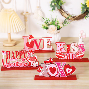 Ornement en bois en forme de cœur pour la Saint-Valentin, décoration de table 3D de taille moyenne, décoration intérieure, cadeau romantique - Product Image 1