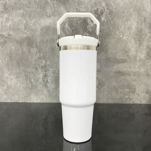 Botella de Agua Deportiva de Acero Inoxidable de 30 oz con Asa, Color Macaron Brillante, Sublimable, Antiderrames, con Pajita Abatible, para Estudiantes - Product Image 4