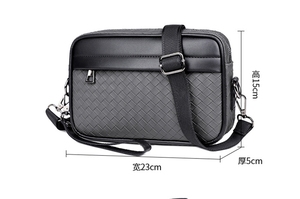 Sac bandoulière tissé texturé pour <span class=keywords><strong>homme</strong></span> - Sac à bandoulière décontracté avec sangle de poignet, sac messager léger pour le travail et l'usage quotidien - Product Image 5
