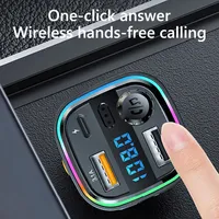 Chargeur de voiture double USB C26, charge rapide, BT5.0, type C, charge rapide, transmetteur FM mains libres, chargeur de voiture avec affichage numérique