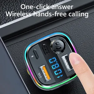 C26 Kép <span class=keywords><strong>USB</strong></span> Sạc Xe Hơi Nhanh Chóng Sạc Bt5.0 Loại C Nhanh Chóng Sạc Rảnh Tay Miễn Phí FM Transmitter Với Kỹ Thuật Số Hiển Thị - Product Image 5