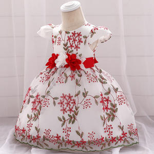 Robes de princesse pour bébé fille d'été, vêtements pour enfants, fête d'anniversaire, mariage, robes brodées boutique, fleurs rouges - Product Image 3