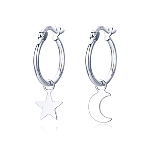 Pendientes colgantes asimétricos de Plata de Ley 925 para mujer, joyería fina de moda para bodas, fiestas, regalos, <span class=keywords><strong>Bamoer</strong></span> SCE681 - Product Image 1