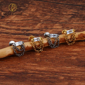 ASTM F136チタン16GバゲットCZバーダブルチェーンタッセルスタッドイヤリング軟骨ヘリックスフラットバックピアス - Product Image 5