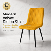 Chaise de salle à manger en velours de style moderne du milieu du siècle, avec éponge haute densité, chaise d'appoint rétro rembourrée avec pieds en métal
