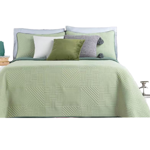 Microfiber Polyester Solid Ultrasonic <b>Comforter</b> <b>Set</b> 3 Pcs for Summer Home & Hotel Use Green Color European-American Style - Product Image 1