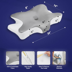 Almohada de Espuma Viscoelástica Ergonómica y Ortopédica para el Cuello, Alivia la Presión, Personalizada, para Dormir de Lado, Boca Arriba o Boca Abajo - Product Image 2