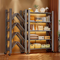 Étagères de rangement pliables roulettes en métal sur roues support de maison à 5 couches support de rangement en acier au carbone dégradable pour la cuisine