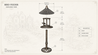 Mangeoire à oiseaux Gazebo, ornement pour oiseaux, jardinière, sur poteau haut, en plastique, à énergie solaire, résistant à la rouille, design Art Déco pour extérieur