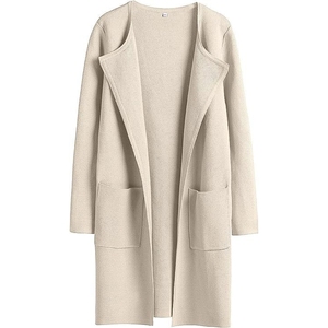Nuevo Cárdigan de Mujer, Cómodo, Transpirable, Largo, Tejido en Algodón/Poliéster, Color Sólido, Casual, con Solapa, a la Moda - Product Image 4