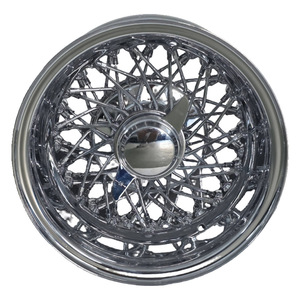 Nuovo Cerchio in Acciaio Cromato 13x7 14x7 a <span class=keywords><strong>60</strong></span> Raggi con Offset Inverso e Chiusura a Croce, Ruota Universale con Tappi e Adattatori Inclusi - Product Image 4