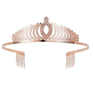 Vente en gros diadème <span class=keywords><strong>de</strong></span> mariage antique en cristal rose et or pour mariée diadème <span class=keywords><strong>de</strong></span> mariée couronne avec peignes latéraux - Product Image 4