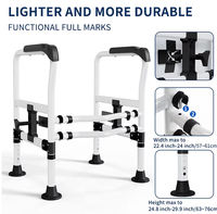 Barre d'appui WC à ventouse, réglable en largeur sans paliers, hauteur d'accoudoir à 4 niveaux, capacité 330 LBS, pour personnes âgées, handicapées, usage domestique