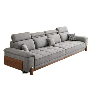 Solid Wood Chenille Fabric <b>Sofa</b> Straight Line Design Modern Minimalist Living Room Chaise Lounge - Product Image 4