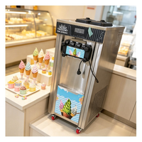 Machine à glace molle professionnelle robuste à 3 saveurs, en acier inoxydable, portable, avec bac de mélange pour les ventes à fort volume