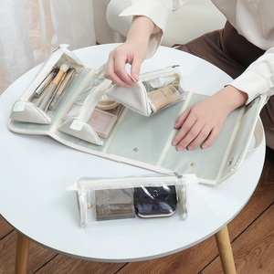 Sac de maquillage de <span class=keywords><strong>voyage</strong></span> 4 en 1, sac cosmétique enroulable pour femmes, pochette portable, trousse de toilette avec 4 organiseurs détachables - Product Image 4