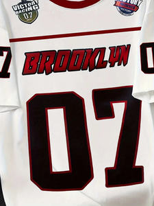 T-shirt de basket-ball <span class=keywords><strong>Brooklyn</strong></span> 07 pour hommes |   T-shirt <span class=keywords><strong>blanc</strong></span> et rouge 07 imprimé décontracté à col rond et manches courtes 100% polyester lavable en machine - Product Image 4