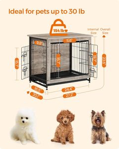 ZJH pour meuble de caisse pour chien enduit de poudre écologique 27.2 "chenil de table d'extrémité latérale pour petites races cage intérieure de 30 lb - Product Image 5