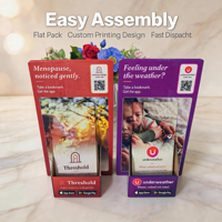 Support de comptoir en carton plat personnalisé pour brochures, présentoir facile à assembler pour dépliants, livrets promotionnels et points de vente (POS)