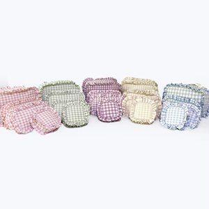 Cute Cosmetic <b>Bag</b> with Ruffles Pouches Checkered Gingham Plaid Wedding <b>Bride</b> Large Lifestyle Toiletry <b>Makeup</b> Ruffle Cosmetic <b>Bag</b> - Product Image 6