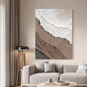 Hand-painted Oil Painting Abstract Textured Wall Art Rectangle <b>Frameless</b> Modern Wabi-sabi Style Entrance Hall Decor - Product Image 1