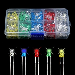 Kit d'échantillons LED 3mm 5mm, 5 couleurs chacune, 100 pièces, blanc, rouge, jaune, vert, bleu, F3 F5, boîte de diodes LED - Product Image 3