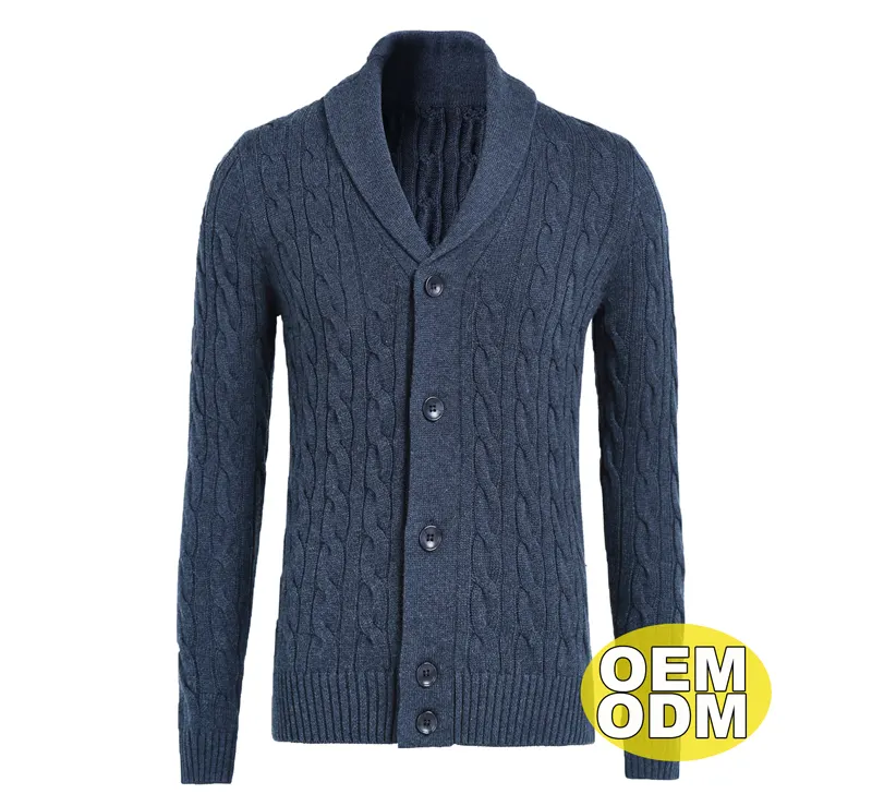 China Factory Custom Fashion Brand 100% Cotton Cardigan Men Designer Sweater Knit Men's Thick Rib Sweater Cardigan for Winter