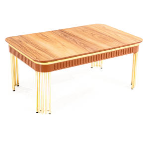 Mesa de Centro Moderna de Imitación Mármol con Estructura Metálica, Diseño Rectangular, Mueble Duradero para Sala de Estar de Rosse Turquía - Product Image 2