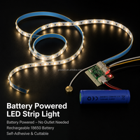 Bande lumineuse LED à piles rechargeable, activée par capteur, autocollante, découpable, flexible, pour chambre à coucher et armoire