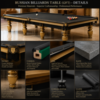 Table de billard russe professionnelle 9FT Pro Tournament INVUI personnalisable en bois massif avec surface en ardoise et coussinets en mousse haute densité - Yinghui Sports