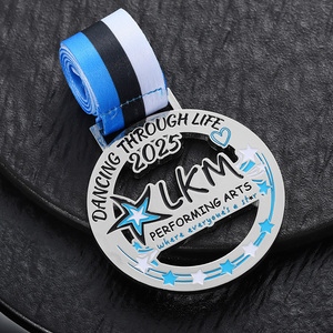 Medallas de Baile <span class=keywords><strong>a</strong></span> <span class=keywords><strong>Precio</strong></span> de Fábrica, Medallas Deportivas de Metal Hueco, Medallas de Premio de Aleación de Zinc con Esmalte Plateado - Product Image 4