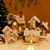 Décoration de la maison, décorations de Noël créatives, maison de campagne, décorations de Noël, décoration de maison en bois, mini maison avec éclairage LED